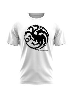 Game of Thrones Mens 2XL Targaryen Dragon Graphic Tee White Cotton Blend NWOT
